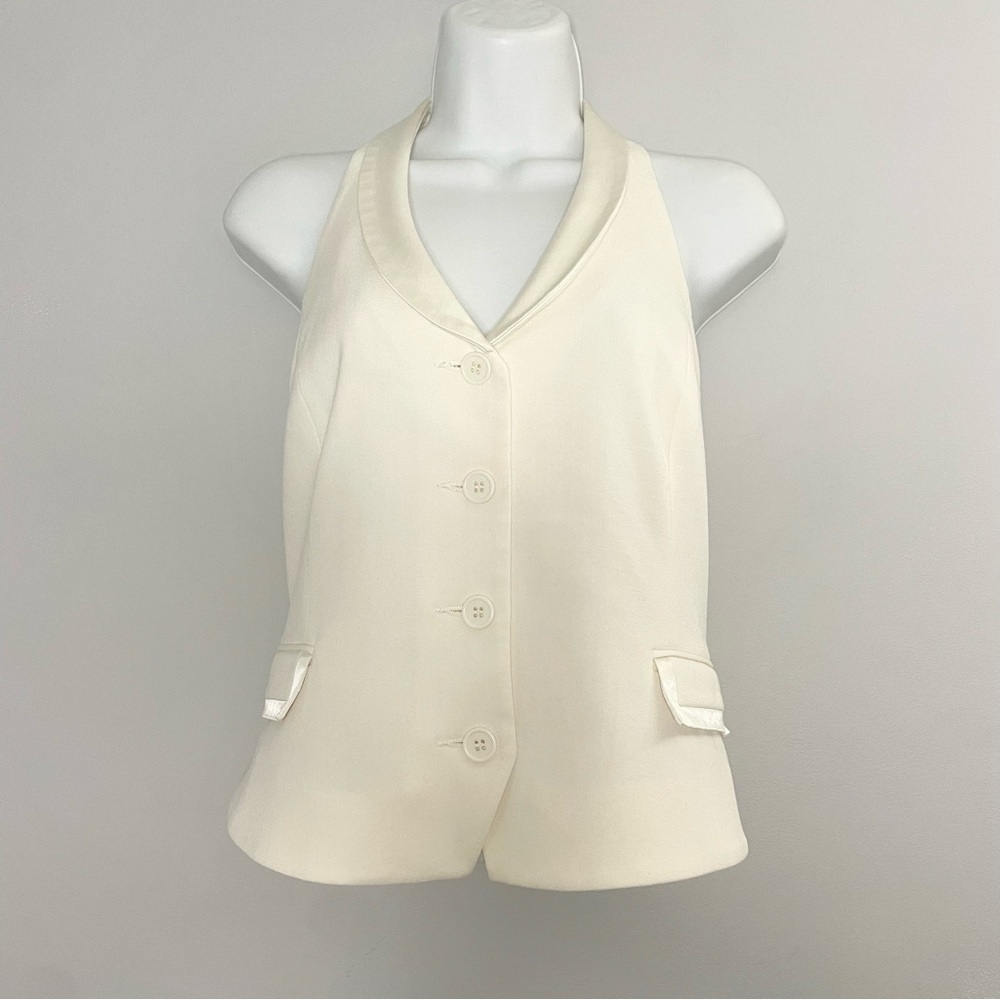 H&M Tailored Satin Trim Halterneck Button Up Vest